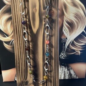 Multi-Color Silver Chain Necklace